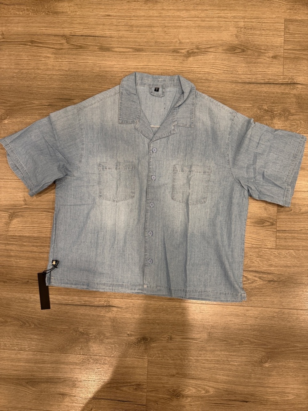 ANANKE Light Blue Cropped Cuban Button Down Shirt Men’s Size Extra Large
